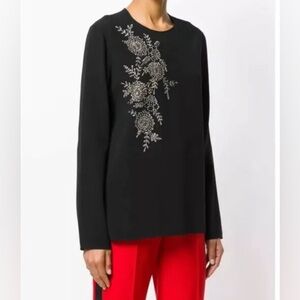Stella McCartney Black Long Sleeve Top with Silver Embellishments